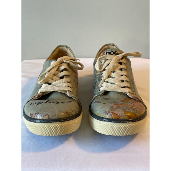Dogo gray world map sneakers women’s Size 38 euro or US 7.5, flat cute kitsch - Picture 2 of 9